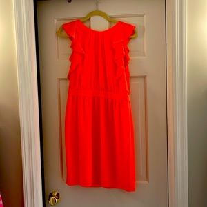 Shoshanna size 8 coral flutter sleeve dress
